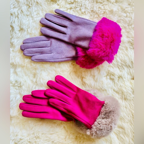 Powder Designs UK Bettina Fuchsia Gloves Faux Fur - Picture 7 of 14